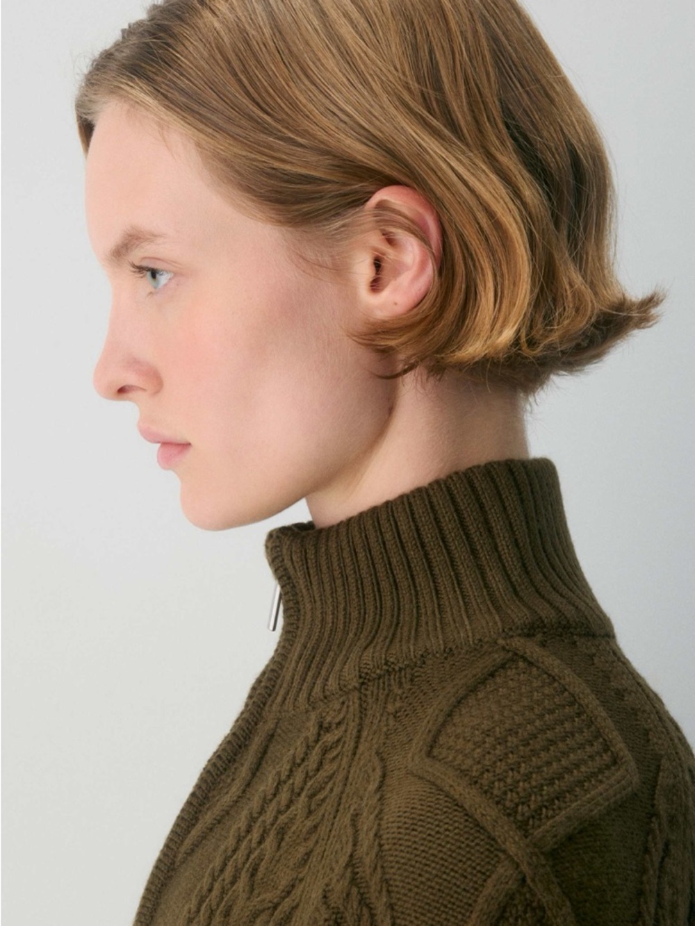 Aritzia cable knit merino wool mastery 1/4 zip Sweater New w tag! Size S GWP - Picture 4 of 8